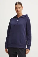 Bluzy damskie - Under Armour bluza damska kolor granatowy z kapturem gładka - miniaturka - grafika 1