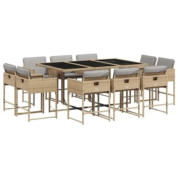 Zestaw mebli ogrodowych z rattanu PE, stół 165x106x73 cm, krzesło 50,5x5