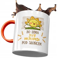 Kubki - Kubek Pomarańczowy Dla Lidii Koleżanki na Prezent z Nadrukiem ze Zdjęciem + Opakowanie na prezent (wzór 02) - miniaturka - grafika 1