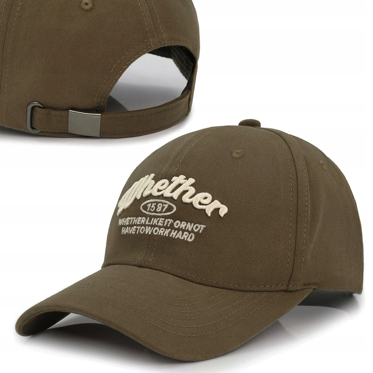 Czapka z daszkiem bejsbolówka WHETHER bawełniana SZAROZIELONA Pako Jeans