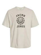Koszulki męskie - Jack & Jones Koszulka w kolorze kremowym - miniaturka - grafika 1