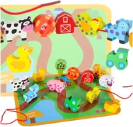 Klocki - Klocki drewniane do nawlekania tablica plansza farma zwierzęta - miniaturka - grafika 1