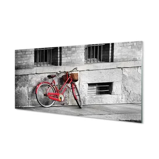 Szklany panel Rower czerwony z koszykiem 120x60 cm - Tablice i flipcharty - miniaturka - grafika 1