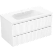 Szafki łazienkowe - Mexen Rivel szafka łazienkowa 90 cm z umywalką Vela, 2 szuflady, ryflowana , biała mat - 91A20-09047-2-BFF01-W23M01 - miniaturka - grafika 1