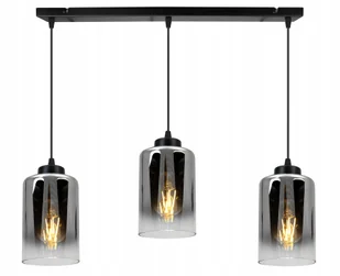 Lampa Sufitowa Wisząca Żyrandol Czarny Loft Potrójna Listwa Glamour Szklana - Lampy sufitowe - miniaturka - grafika 1