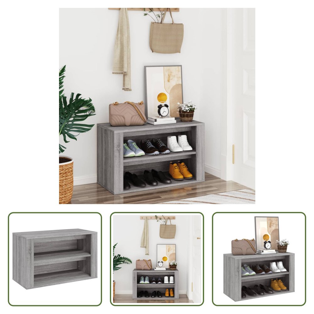 The Living Store Stojak na buty szary Sonoma 75x35x45 cm Materiał drewnopochodny