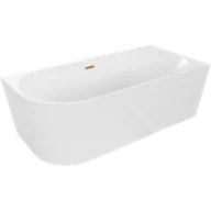 Wanny - Mexen Mia wanna wolnostojąca narożna prawa 160 x 80 cm, biała, przelew miedź szczotkowana - 52691608000P-65 - miniaturka - grafika 1