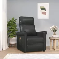 Fotele - Lumarko Fotel masujący, czarny, sztuczna skóra - miniaturka - grafika 1