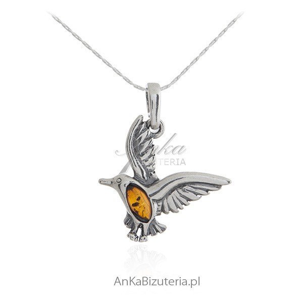 ankabizuteria.pl Wisiorek srebrny z bursztynem - JASKÓŁKA