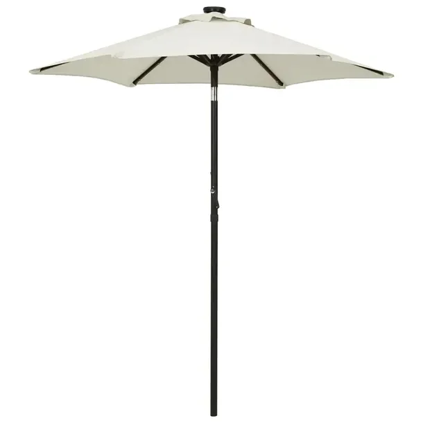 Parasol ogrodowy z lampkami LED, przechylny, 200 x 211 cm, piaskowy/ciemnos