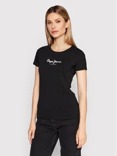 Pepe Jeans T-Shirt New Virginia PL505202 Czarny Slim Fit - Koszulki i topy damskie - miniaturka - grafika 1