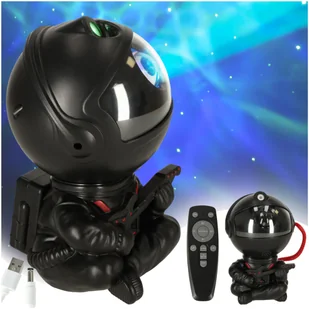 Lampka nocna dla dzieci projektor gwiazd astronauta z gitarą na pilot czarna - Wyposażenie pokoiku dziecięcego - miniaturka - grafika 1