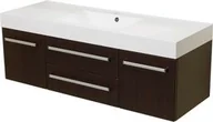 Szafki łazienkowe - Szafka łazienkowa wenge mat 140cm FOKUS z umywalką - miniaturka - grafika 1