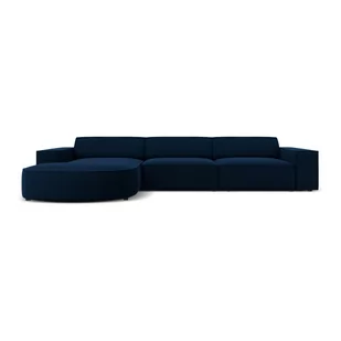 Niebieska aksamitna sofa narożna (lewy narożnik) Jodie - Micadoni Home - Narożniki - miniaturka - grafika 1