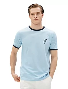 Koton Lizzard Embroidered Crew Neck Short Sleeve Slim Fit T-Shirt męski, Niebieski (624), L - Koszulki męskie - miniaturka - grafika 1