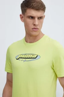 Koszulki męskie - Puma t-shirt bawełniany męski kolor zielony z nadrukiem 625424 - grafika 1