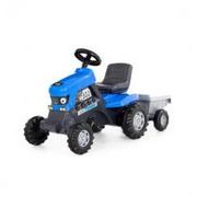 Jeździki dla dzieci - Polesie 84637 Traktor - jeździk na pedały Turbo z naczepą niebieski jeździdełko auto pojazd - miniaturka - grafika 1
