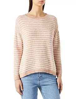 Swetry damskie - Mavi Sweter damski w paski, Rose Dust Antique White Striped, L - grafika 1