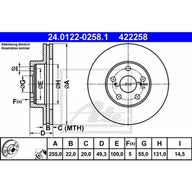 Tarcze hamulcowe - ATE TARCZA HAM 24.0122-0258.1 TOYOTA PRIUS 1.5 03-09  24.0122-0258.1 - miniaturka - grafika 1
