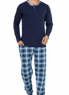 Piżamy damskie - Piżama męska klasyczna na prezent długi rękaw długie spodnie bawełna XL - miniaturka - grafika 1