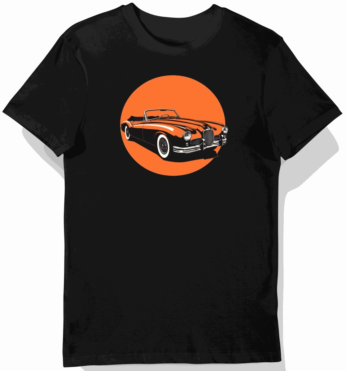 Koszulka męska czarna z motywem klasycznego kabrioletu 5855 S