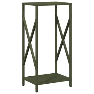vidaXL Stojak na drewno opałowe Oliwkowy Zielony 34x25x70 cm - Wózki magazynowe - miniaturka - grafika 1
