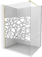Ścianki i drzwi prysznicowe - Mexen Kioto ścianka prysznicowa Walk-in 80 x 200 cm, biały wzór 8 mm, złota szczotkowana - 800-080-101-55-85 - miniaturka - grafika 1