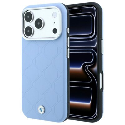 Etui BMW Sign Deboss Quilted Metal Logo MagSafe do Apple iPhone 17 Pro Max/18 Pro Max Niebieski