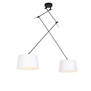 QAZQA Lampa wisząca regulowana czarna klosz lniany biały 35cm - Blitz II - Lampy sufitowe - miniaturka - grafika 1