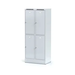Alfa 3 Metalowa szafka ubraniowa 4-drzwiowa na cokole, drzwi szare, zamek cylindryczny 1261754 - Szafki BHP - miniaturka - grafika 1