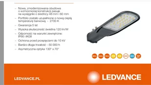 LEDVANCE Oprawa uliczna LED 60W ECO AREA L 10kV SPD 840 7200lm GR LEDV 4058075425255 4058075425255 - Lampy ogrodowe - miniaturka - grafika 1