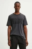 Koszulki męskie - Diesel t-shirt bawełniany T-RAWJUST męski kolor szary z aplikacją A14016.0KMAH - miniaturka - grafika 1