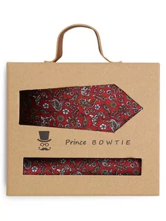 Krawaty i muchy męskie - Prince BOWTIE - Krawat męski i poszetka z jedwabiu, czerwony - grafika 1
