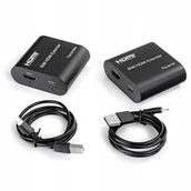 Kable - Transmiter HDMI LAN Przedłużacz Extender 1080p 60m Nadajnik Odbiornik + USB - miniaturka - grafika 1