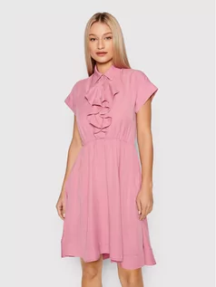 Sukienki - Benetton United Colors Of Sukienka koszulowa 4LCRDV008 Różowy Regular Fit - grafika 1