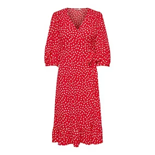 Only Kobiety Onlolivia 3/4 Wrap Midi Sukienka, Czerwony, L - Sukienki - miniaturka - grafika 1