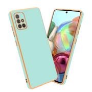 Etui i futerały do telefonów - Pokrowiec Do Samsung Galaxy A51 4G / M40s Etui w Glossy Miętowa Zielona - Złoto TPU Silikonowe Obudowa Case Cover Cadorabo - miniaturka - grafika 1