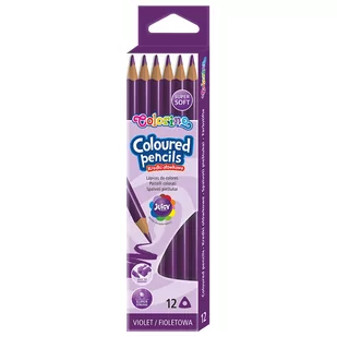 Kredki ołówkowe trójkątne fioletowe 12 szt. Colorino Kids 86549PTR - Kredki, ołówki, pastele i pisaki - miniaturka - grafika 1
