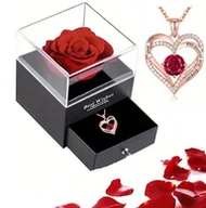 Sztuczne kwiaty - WIECZNA RÓŻA W SZKLE NASZYJNIK PREZENT WALENTYNKI DLA DZIEWCZYNY ŻONY MAMY - miniaturka - grafika 1