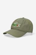 Czapki męskie - Lacoste czapka z daszkiem kolor zielony z aplikacją - miniaturka - grafika 1