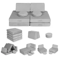 Wyposażenie pokoiku dziecięcego - Sofa modułowa duża składana dla dzieci DIY 8 miękkich poduch - szara ECOTOYS - miniaturka - grafika 1