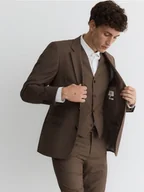 Marynarki męskie - Reserved - Marynarka slim fit z wełną - brązowy - miniaturka - grafika 1