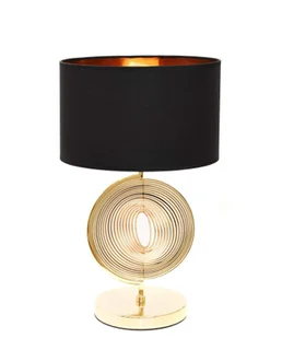 Lumina Deco MONTERONI glamour lampa nocna złota z czarnym abażurem - Lampy stojące - miniaturka - grafika 1