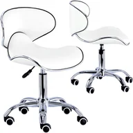 Meble modułowe i akcesoria - Taboret kosmetyczny oparciem wygodny biały curved - miniaturka - grafika 1