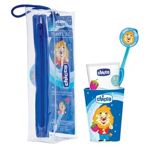 Chicco 121229 zestaw podróżny do hig.jamy ustnej 36m+ niebieski - Szczoteczki do zębów dla dzieci - miniaturka - grafika 1
