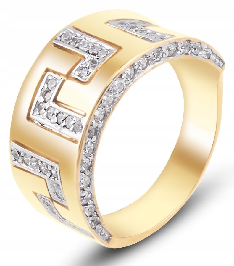 ZLOTY BOGATY PIERŚCIONEK GRECKI WZÓR CYRKONIE 333