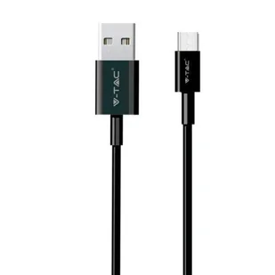Przewód USB V-TAC Typ C 1M Czarny Seria Srebrna VT-5322 - Ładowarki do telefonów - miniaturka - grafika 1