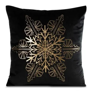 Poszewka świąteczna Joy 45 x 45 cm śnieżynka czarno-złoty - Pozostałe akcesoria świąteczne - miniaturka - grafika 1