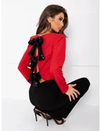 Bluzki damskie - Elegancka bluzka z kokardami z tyłu LUNED - czerwona - miniaturka - grafika 1