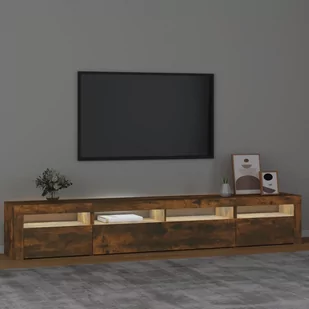 Lumarko Szafka pod TV z oświetleniem LED, przydymiony dąb, 240x35x40 cm - Szafki RTV - miniaturka - grafika 4
